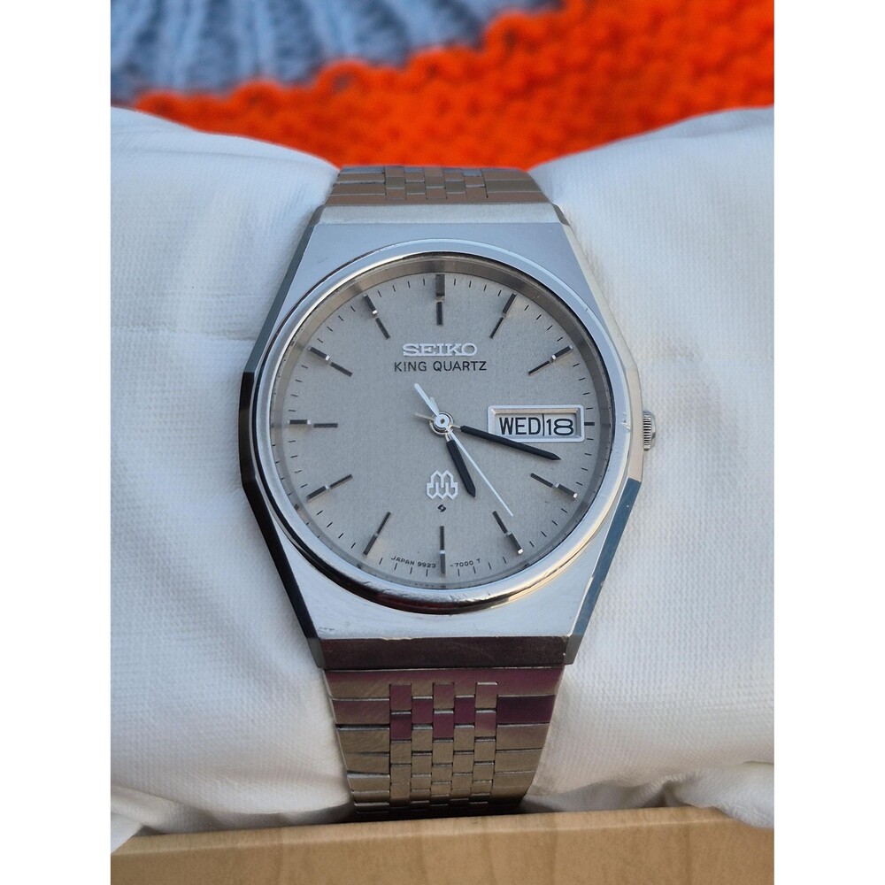 Vintage Seiko King Twin Quartz Watch 9923-7000 Stainless Steel Day Date JDM HAQ